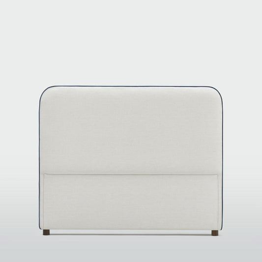 Brighton Bedhead Queen Ivory With Blue Piping