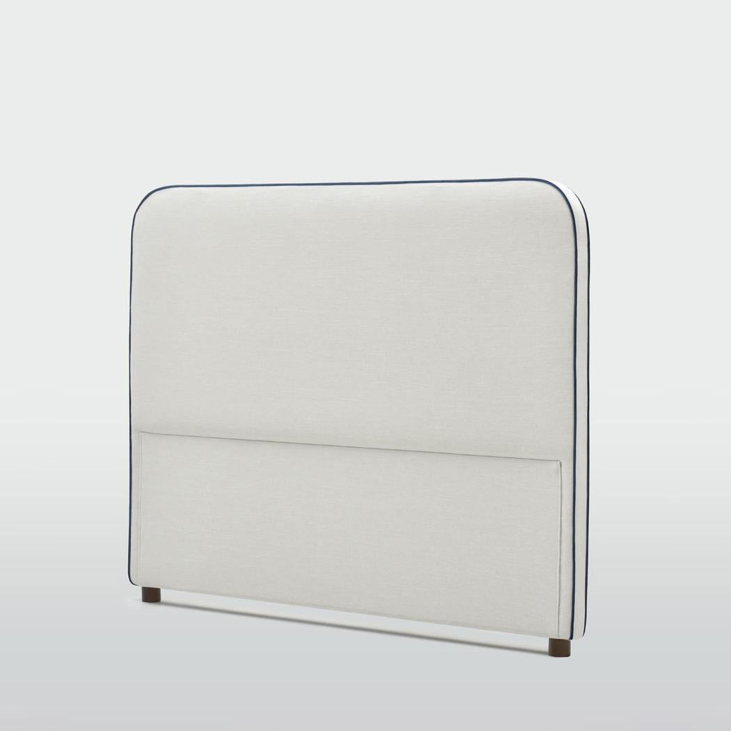 Brighton Bedhead Queen Ivory With Blue Piping