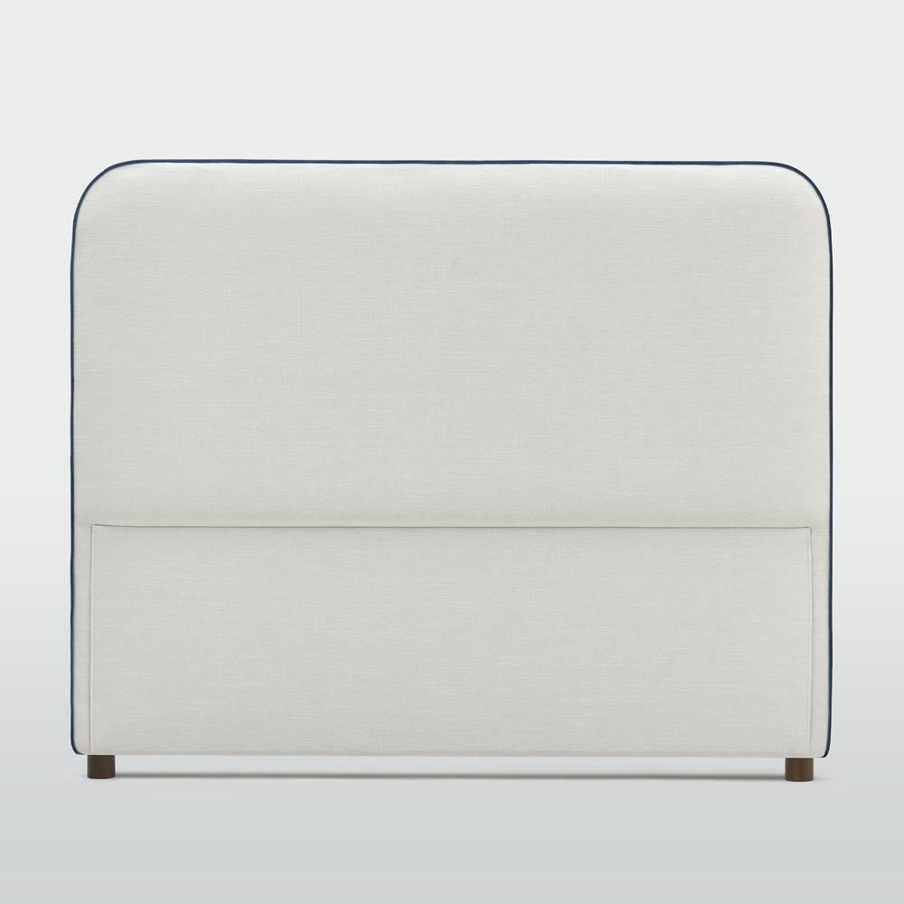 Brighton Bedhead King Ivory With Blue Piping