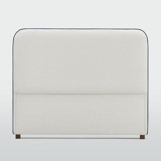 Brighton Bedhead King Ivory With Blue Piping