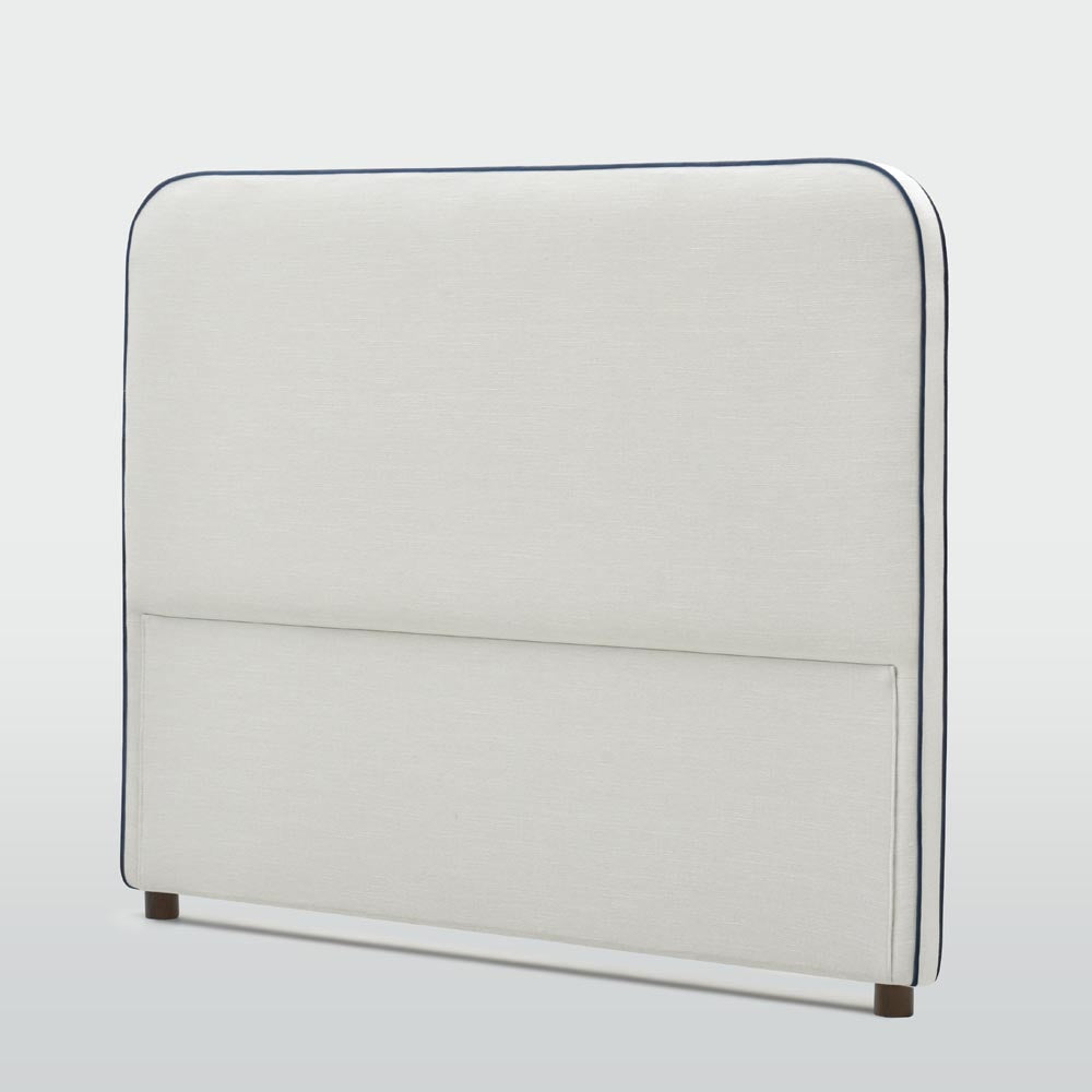 Brighton Bedhead King Ivory With Blue Piping