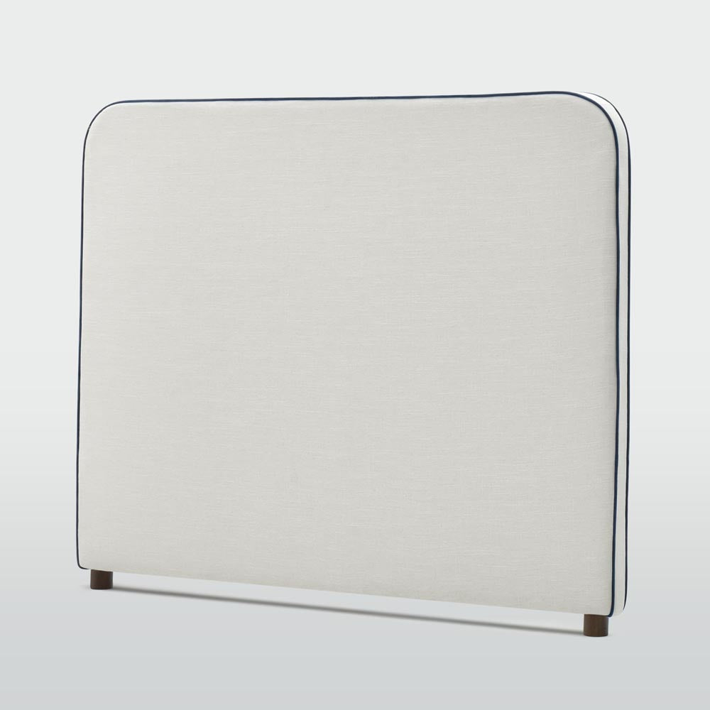Brighton Bedhead King Ivory With Blue Piping