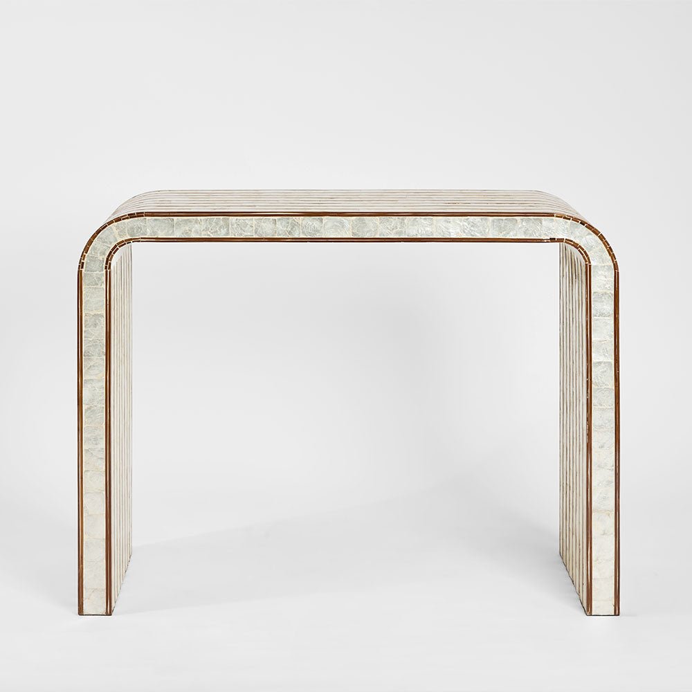 Raya White Shell & Bamboo Console Table | Luxury home decor and furniture by Home Decor & Co