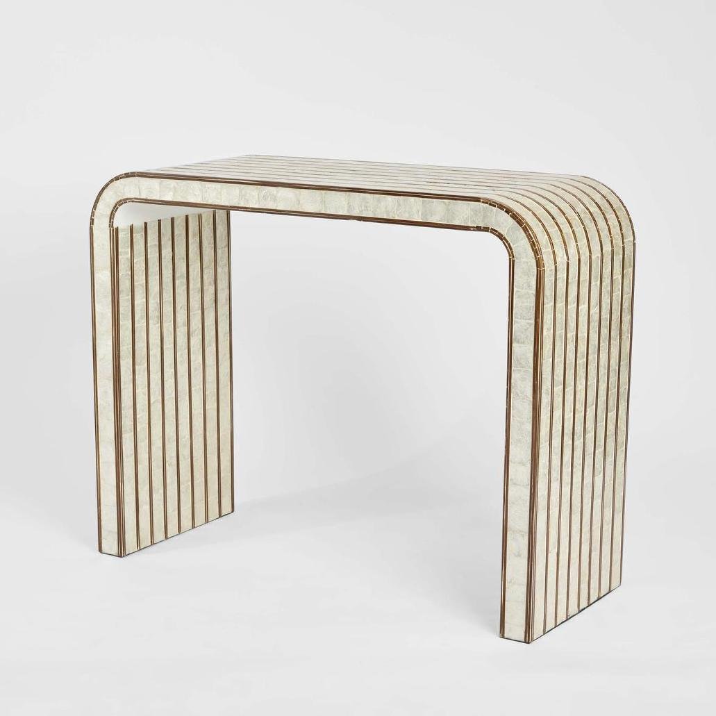 Raya White Shell & Bamboo Console Table | Luxury home decor and furniture by Home Decor & Co