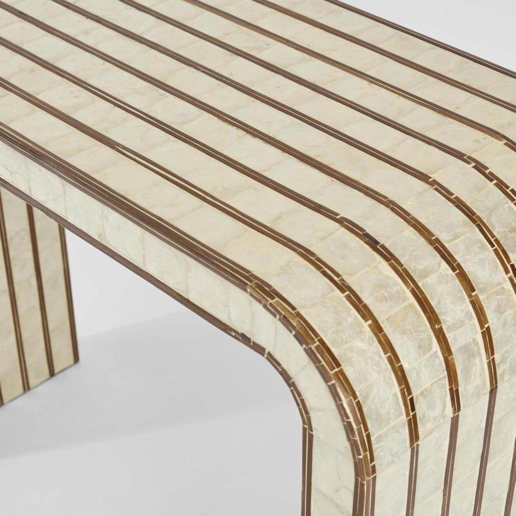 Raya White Shell & Bamboo Console Table | Luxury home decor and furniture by Home Decor & Co