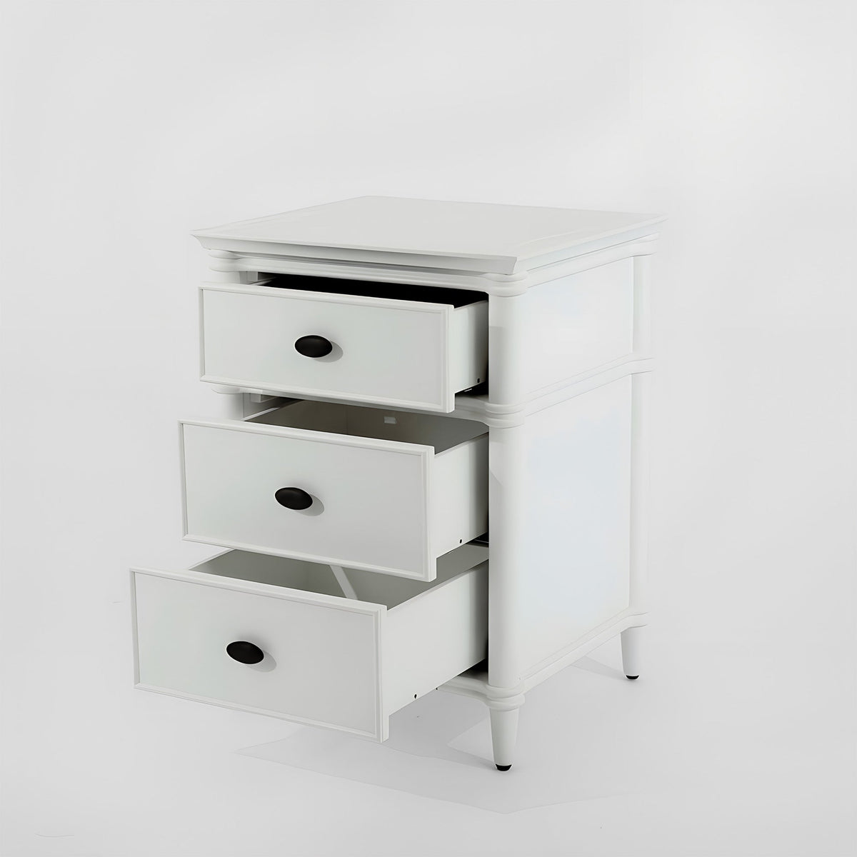 Dakota Bedside Table 3 Drawer White | Luxury home decor and furniture by Home Decor & Co