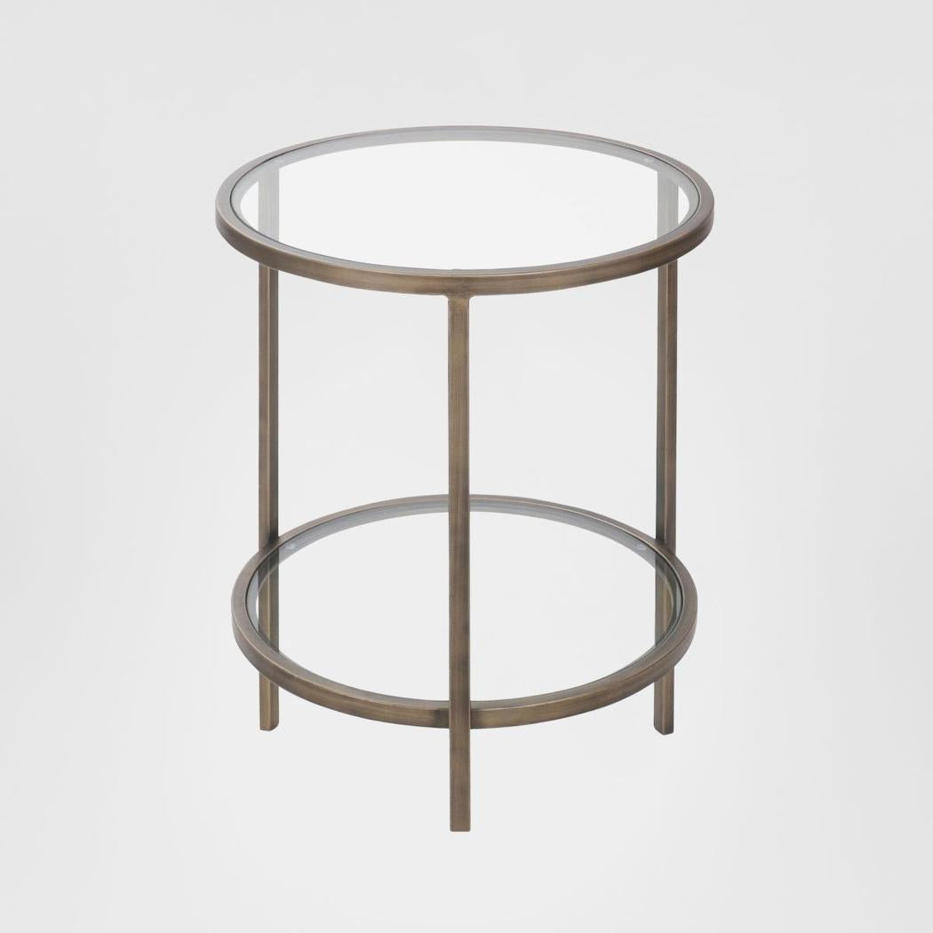 Palladium Brass Iron & Glass Side Table