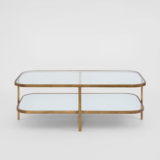 Lewis Brass Iron Glass & Mirror Coffee Table | Luxury home decor and furniture by Home Decor & Co