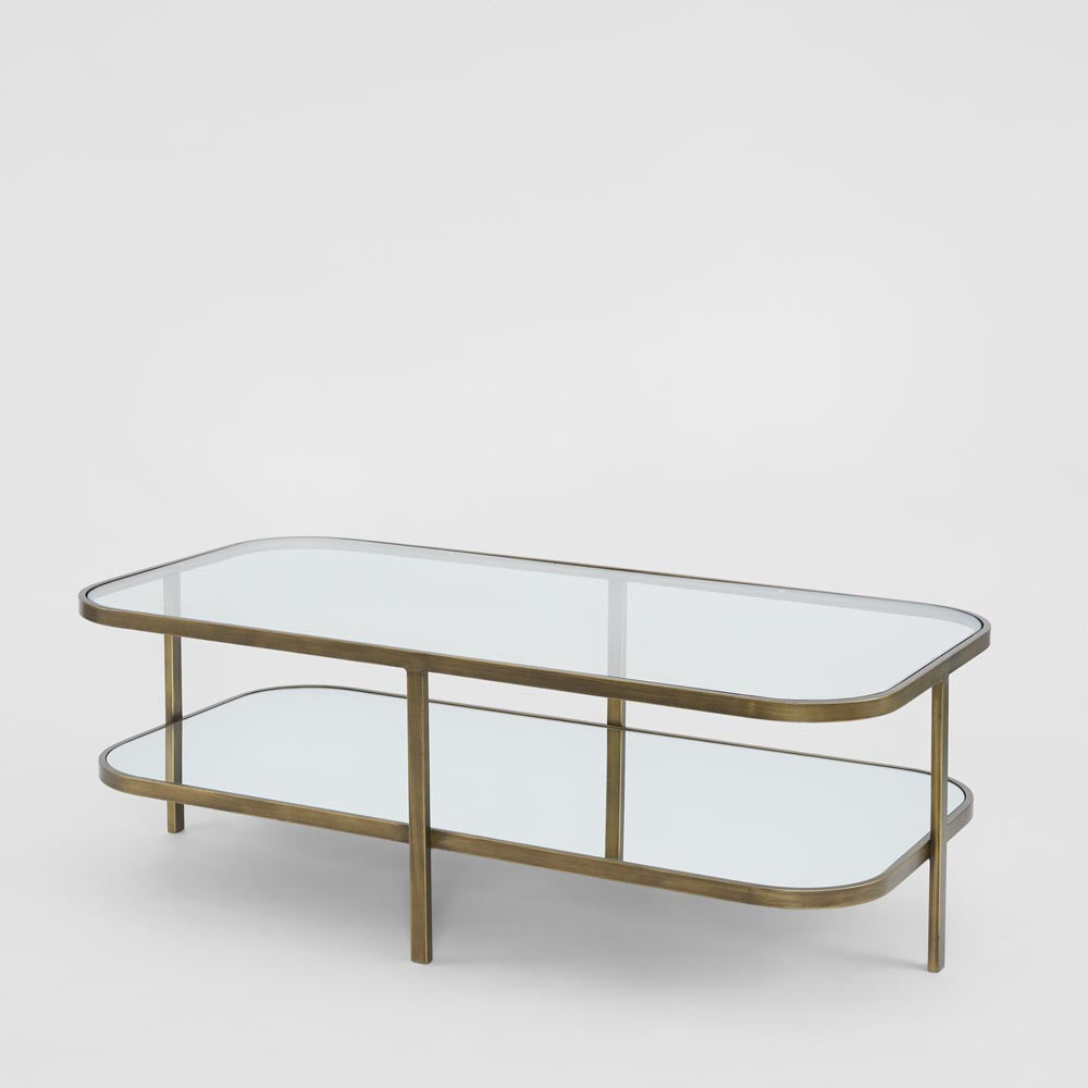 Lewis Brass Iron Glass & Mirror Coffee Table