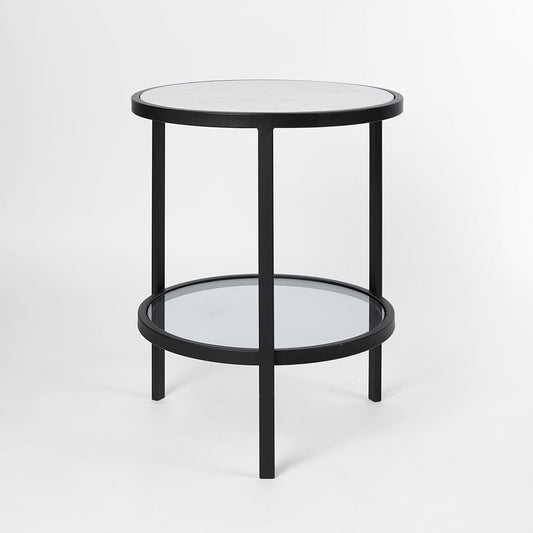 Palladium Black Iron Marble & Glass Side Table | Luxury home decor and furniture by Home Decor & Co