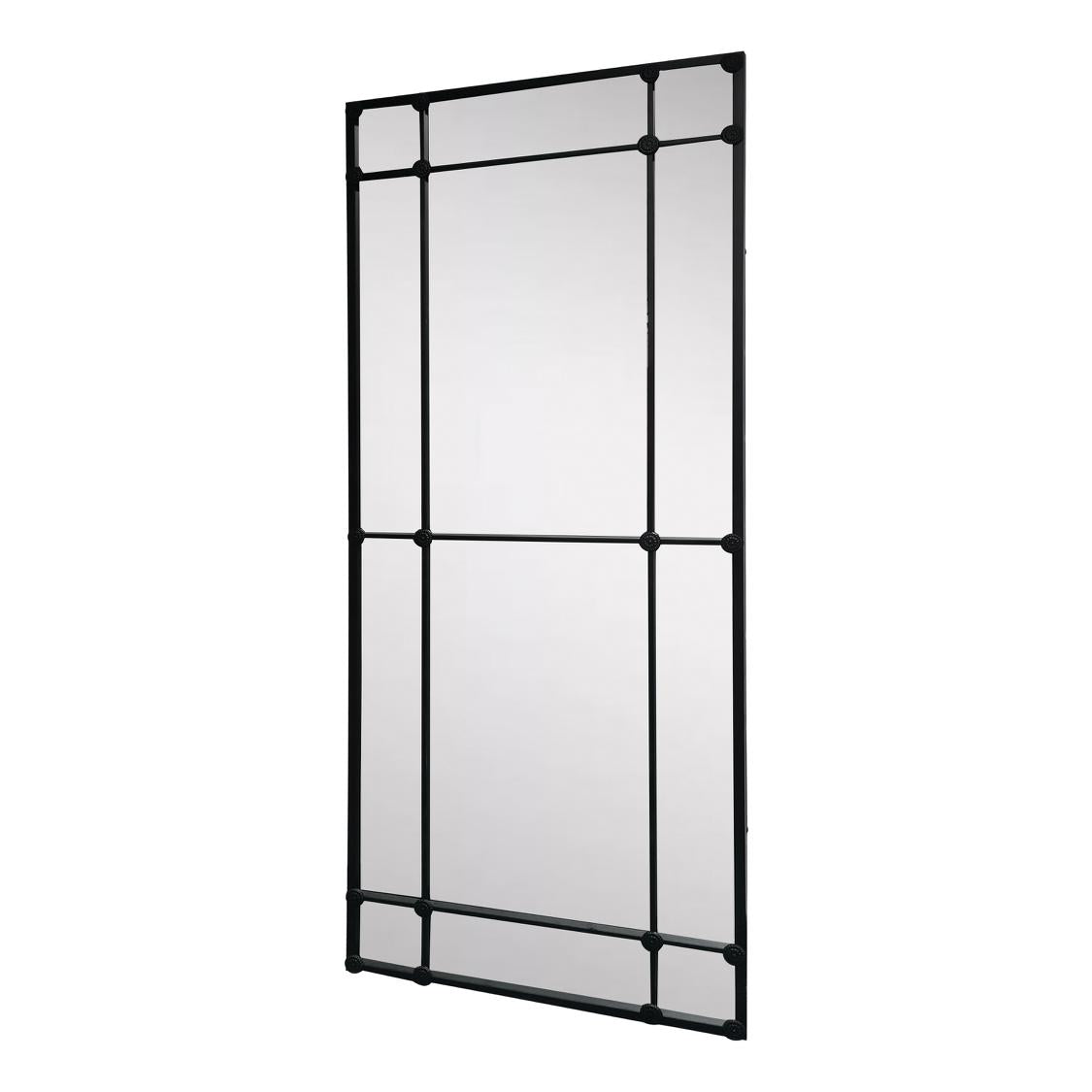 Morgan 12 Pane Rectangular Mirror Matt Black