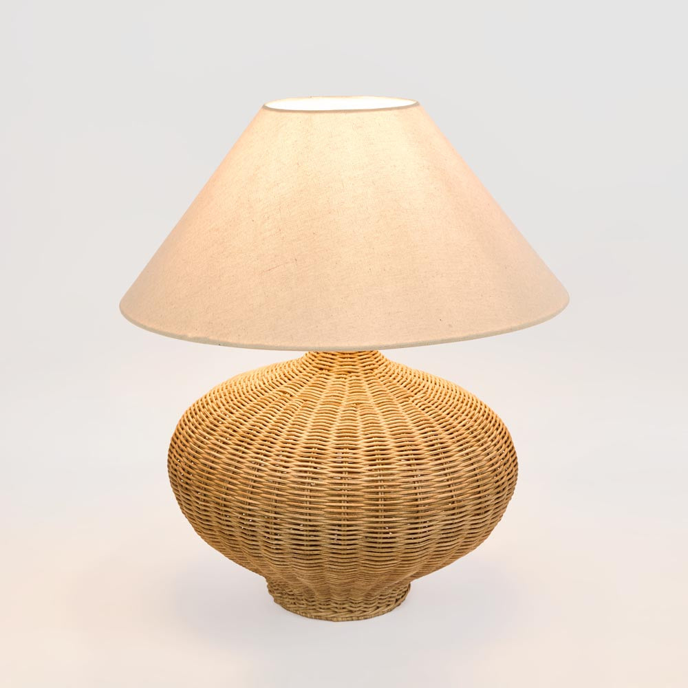 Dallas Rattan Table Lamp with Linen Shade