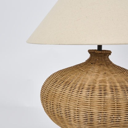 Dallas Rattan Table Lamp with Linen Shade, view 3