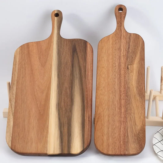 Wooden Cutting & Serving Board with Handle – Rustic Cheese & Charcuterie Board