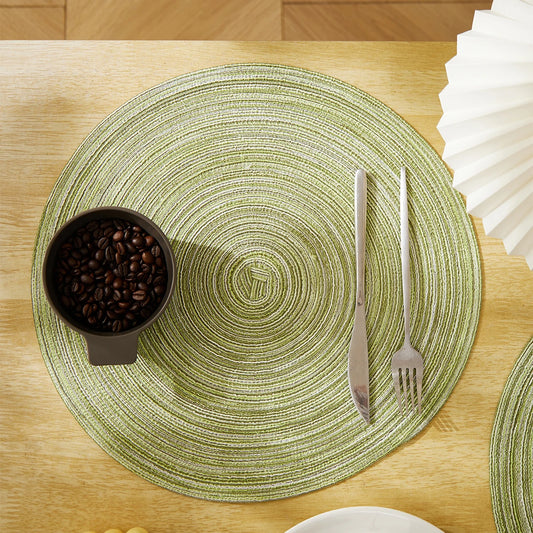 Set of 4 Handmade Round Woven Placemats – 15 Inch Dining Table Mats