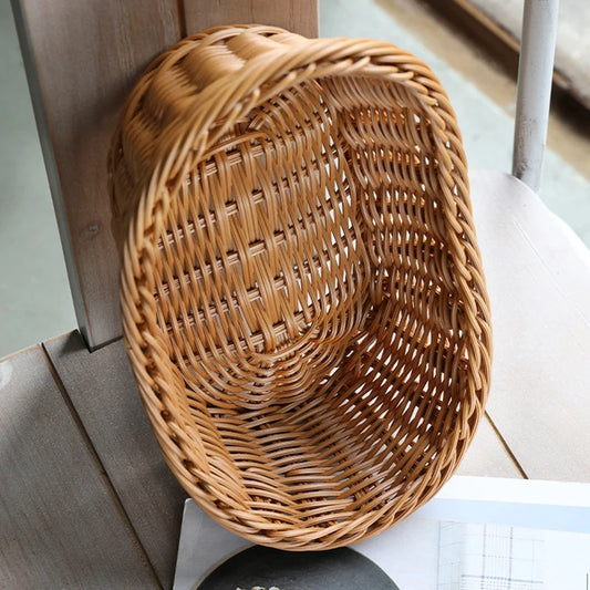 Boho Rattan Basket – Woven Decorative Basket for Kitchen & Tabletop