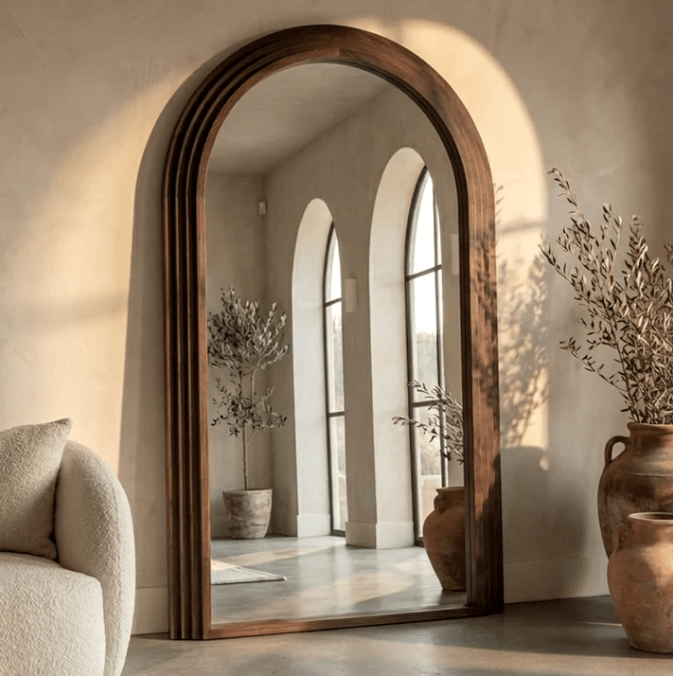 Sierra Arched Step Mirror – Signature Sculptural Walnut Statement Piece | Luxury home decor and furniture by Home Decor & Co