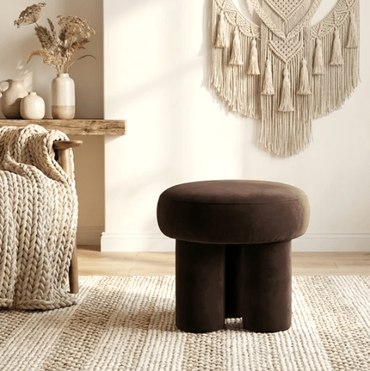 Bentley Velvet Ottoman – Espresso | Luxury home decor and furniture by Home Decor & Co
