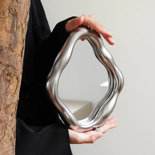 Irregular Vintage Decorative Mirror – Wavy Oval Makeup & Dresser Mirror