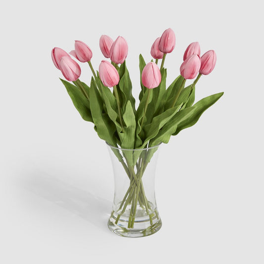 Real Touch Tulip Floral Arrangement in Water Vase Pink | Luxury home decor and furniture by Home Decor & Co