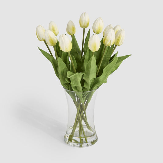 Real Touch Tulip Floral Arrangement in Water Vase White | Luxury home decor and furniture by Home Decor & Co