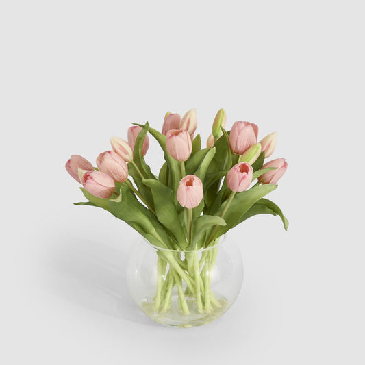 Real Touch Tulip in Water Vase Pink | Luxury home decor and furniture by Home Decor & Co