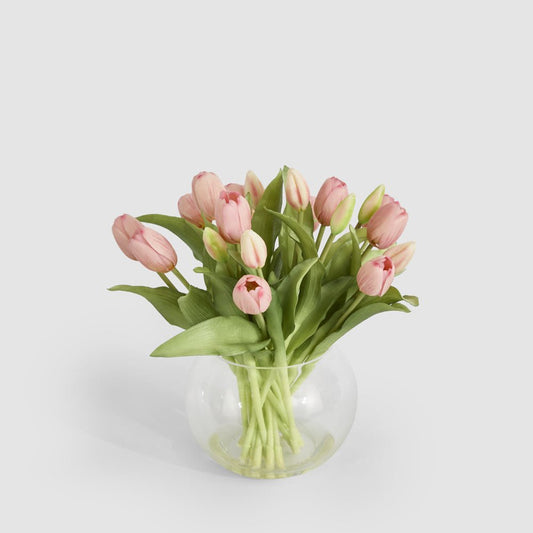 Real Touch Tulip in Water Vase Pink | Luxury home decor and furniture by Home Decor & Co