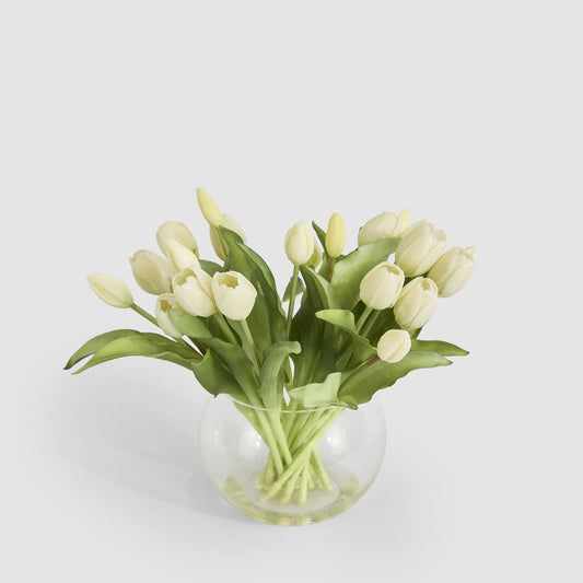 Real Touch Tulip in Water Vase White | Luxury home decor and furniture by Home Decor & Co