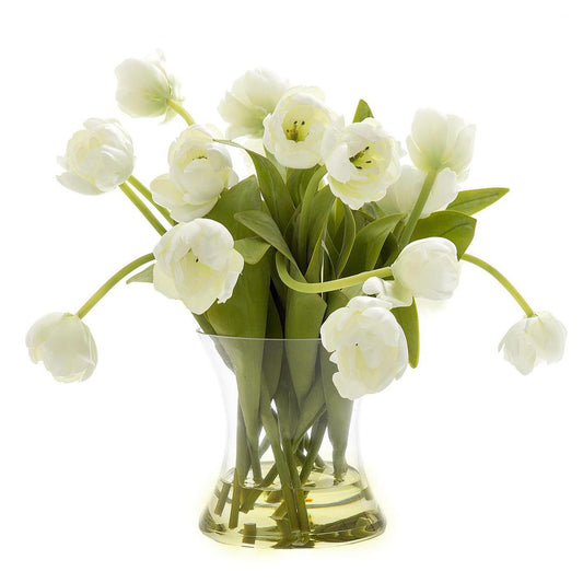 Tulip in Water in Glass Vase White | Luxury home decor and furniture by Home Decor & Co
