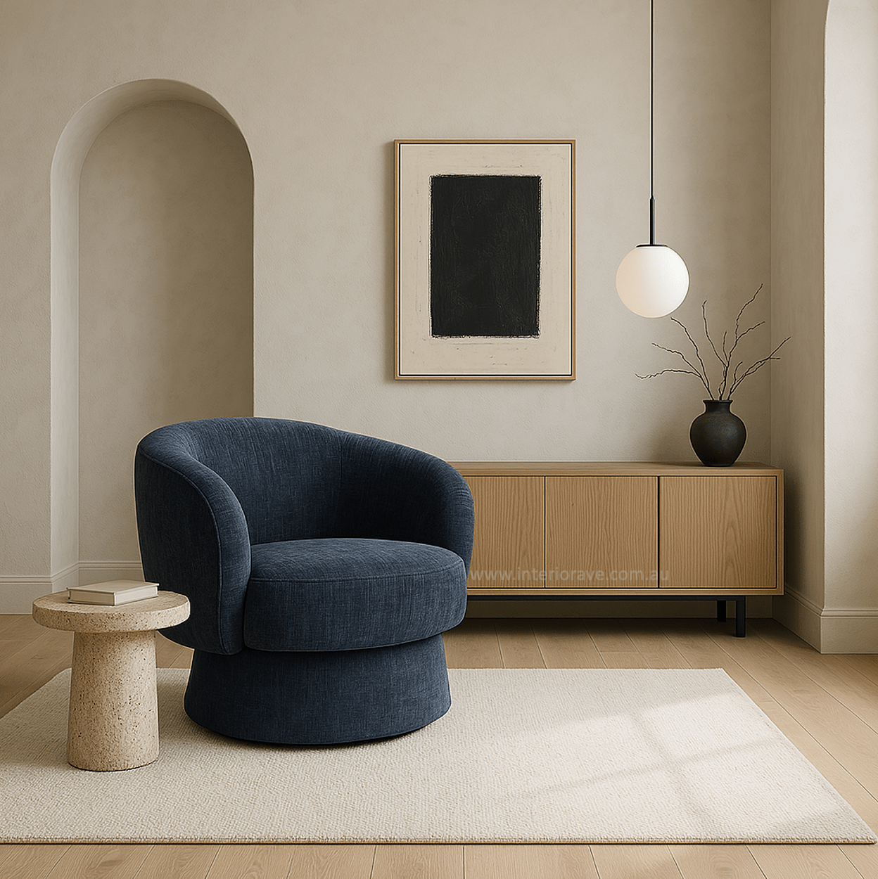 Celine Swivel Armchair – Chenille Denim Blue | Luxury home decor and furniture by Home Decor & Co