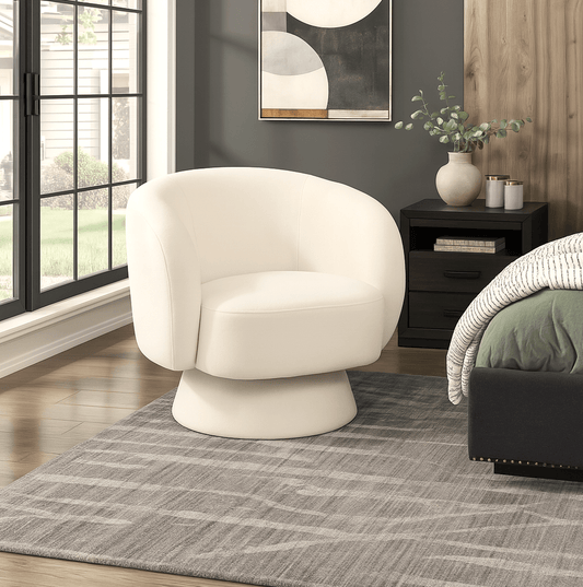 Celine Swivel Armchair – Chenille Pearl White | Luxury home decor and furniture by Home Decor & Co