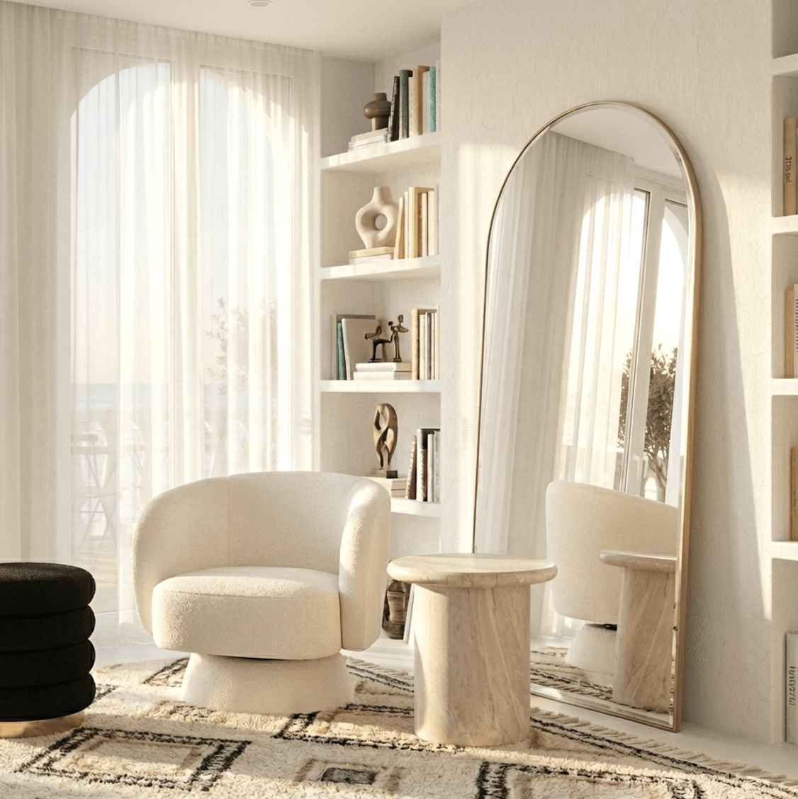 Celine Swivel Armchair – Chenille Pearl White | Luxury home decor and furniture by Home Decor & Co
