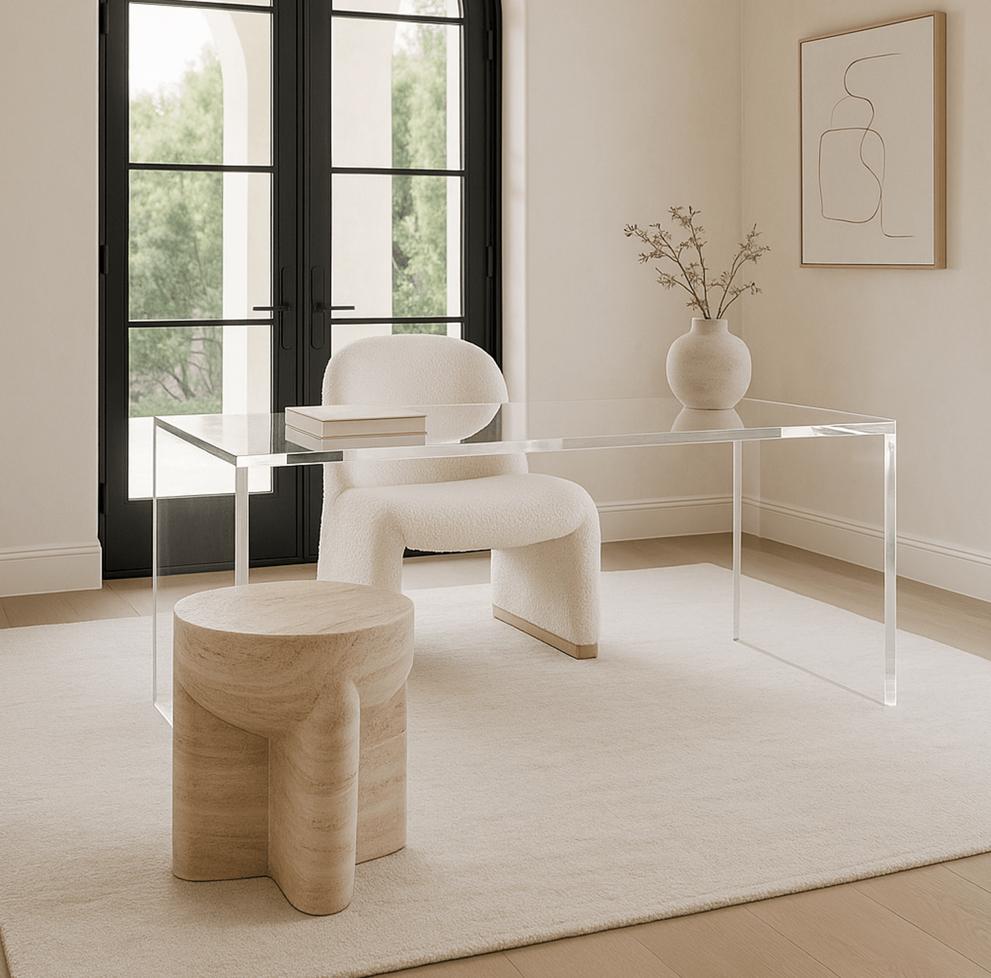 Haven Curved Boucle Armchair – Sculptural White | Luxury home decor and furniture by Home Decor & Co