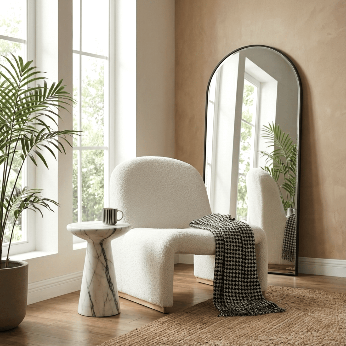 Haven Curved Boucle Armchair – Sculptural White | Luxury home decor and furniture by Home Decor & Co