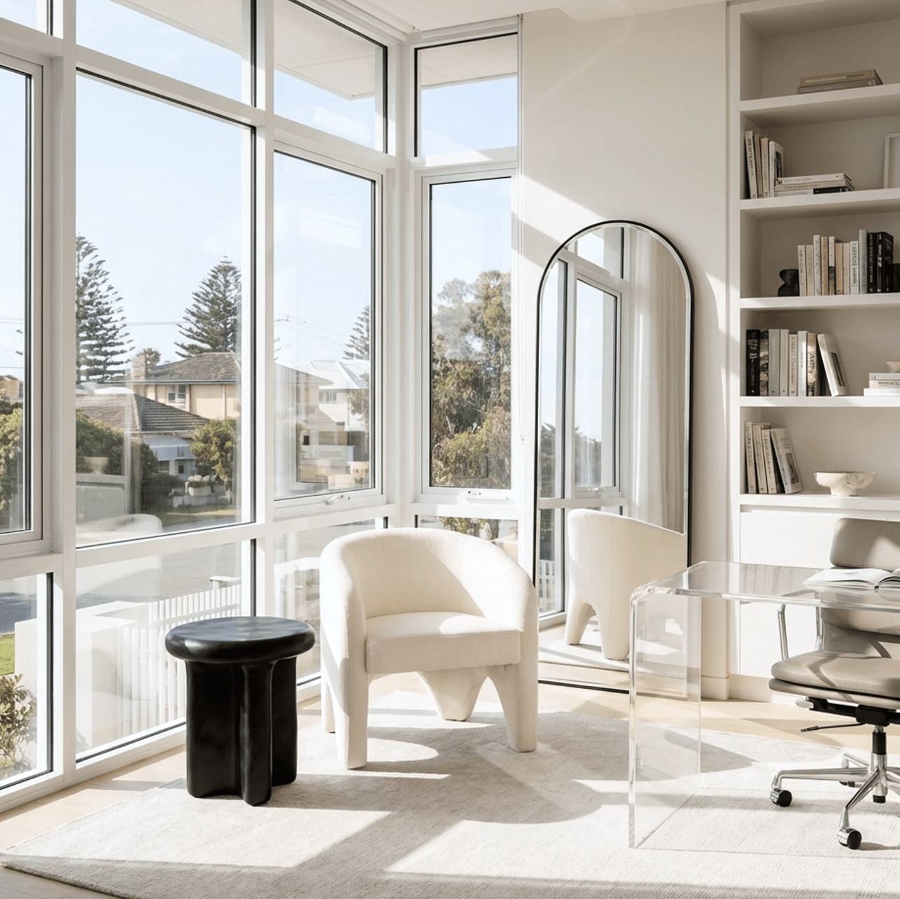 Nova Sculptural Accent Chair – White Chenille | Luxury home decor and furniture by Home Decor & Co