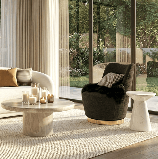 Chateau Swivel Accent Chair - Charcoal Boucle | Luxury home decor and furniture by Home Decor & Co