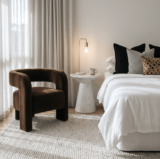 Portia Velvet Arm Chair - Espresso | Luxury home decor and furniture by Home Decor & Co