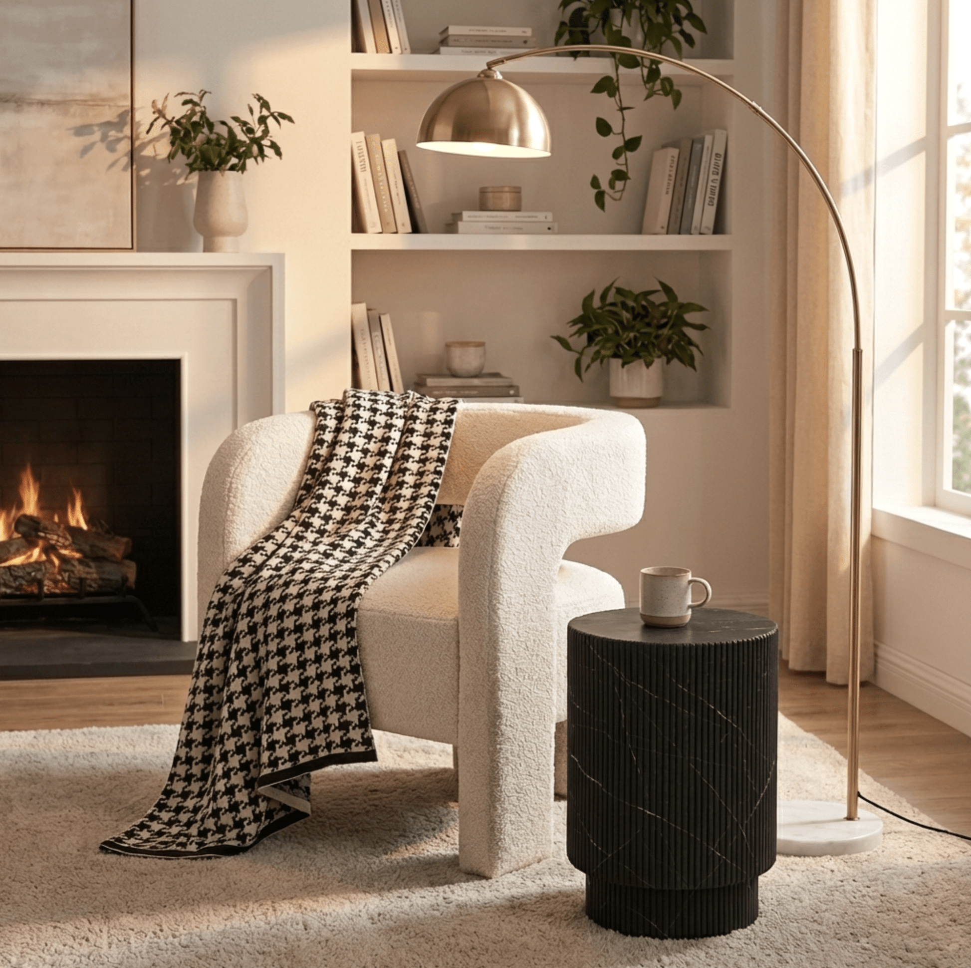 Portia Boucle Arm Chair - Off White | Luxury home decor and furniture by Home Decor & Co