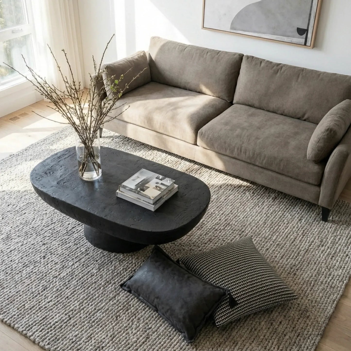 Korra Sculptural Black Stone Coffee Table | Luxury home decor and furniture by Home Decor & Co