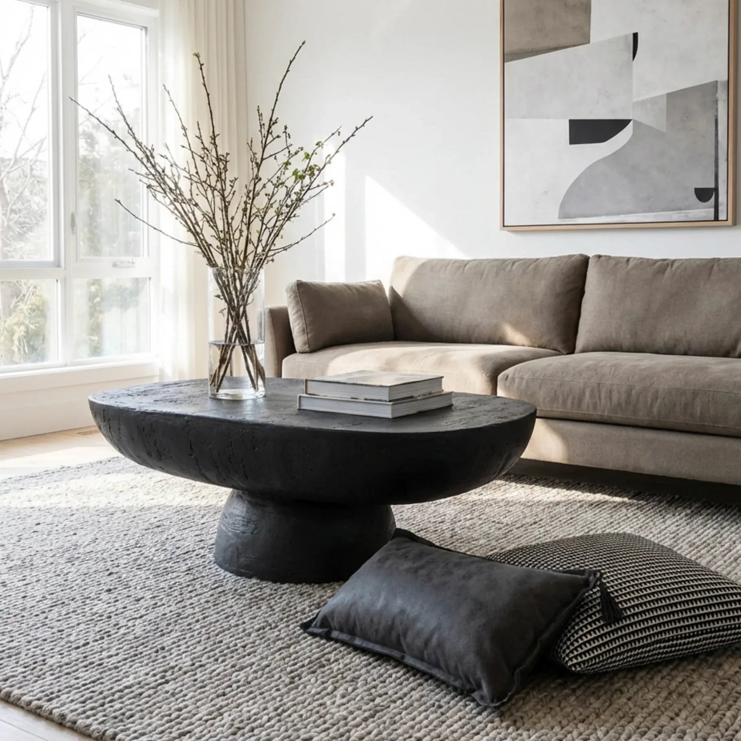 Korra Sculptural Black Stone Coffee Table | Luxury home decor and furniture by Home Decor & Co
