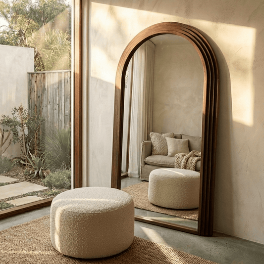 Sierra Arched Step Mirror – Signature Sculptural Walnut Statement Piece | Luxury home decor and furniture by Home Decor & Co