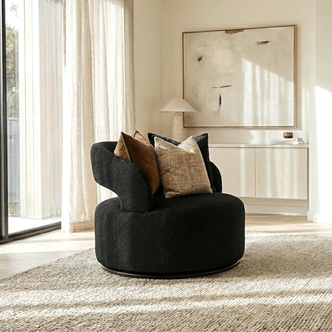 Coco Milan Swivel Accent Chair - Black | Luxury home decor and furniture by Home Decor & Co