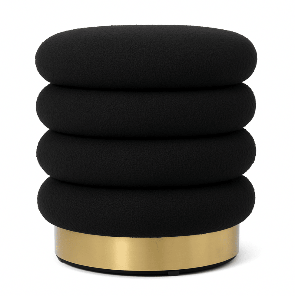 Roma Round Velvet Ottoman / Footstool – Black | Luxury home decor and furniture by Home Decor & Co