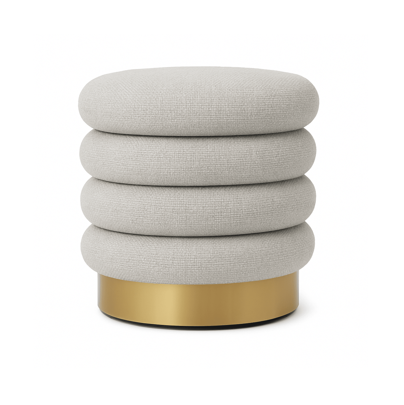 Roma Round Tweed Ottoman / Footstool – Light Grey | Luxury home decor and furniture by Home Decor & Co