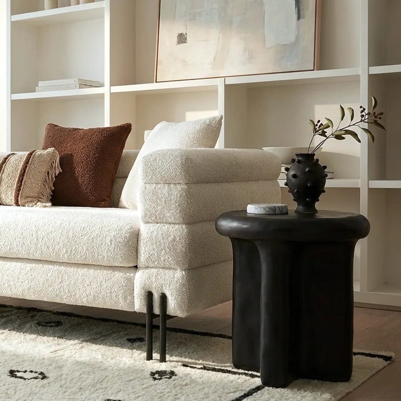 Santorini Black Stone Side Table | Luxury home decor and furniture by Home Decor & Co