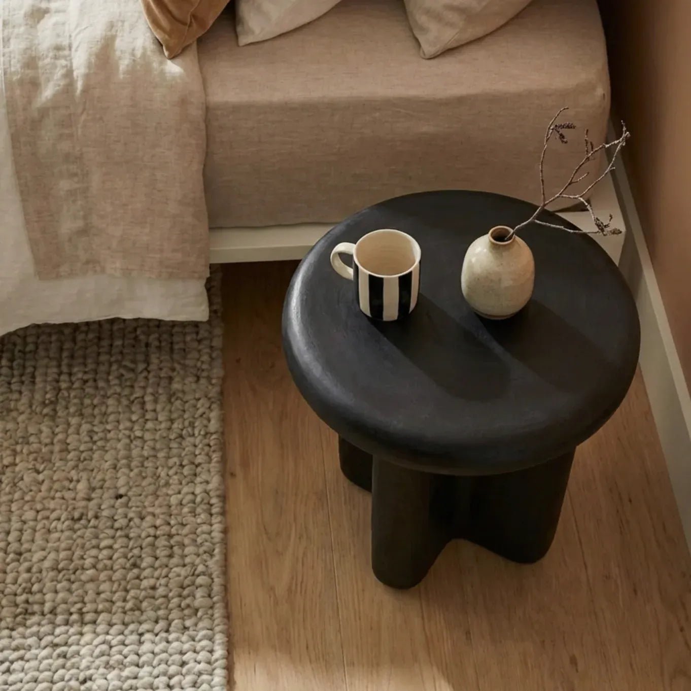 Santorini Black Stone Side Table | Luxury home decor and furniture by Home Decor & Co