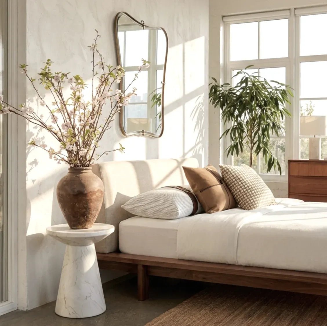 Veneta Stone Side Table - Calacatta Ivory Finish | Luxury home decor and furniture by Home Decor & Co