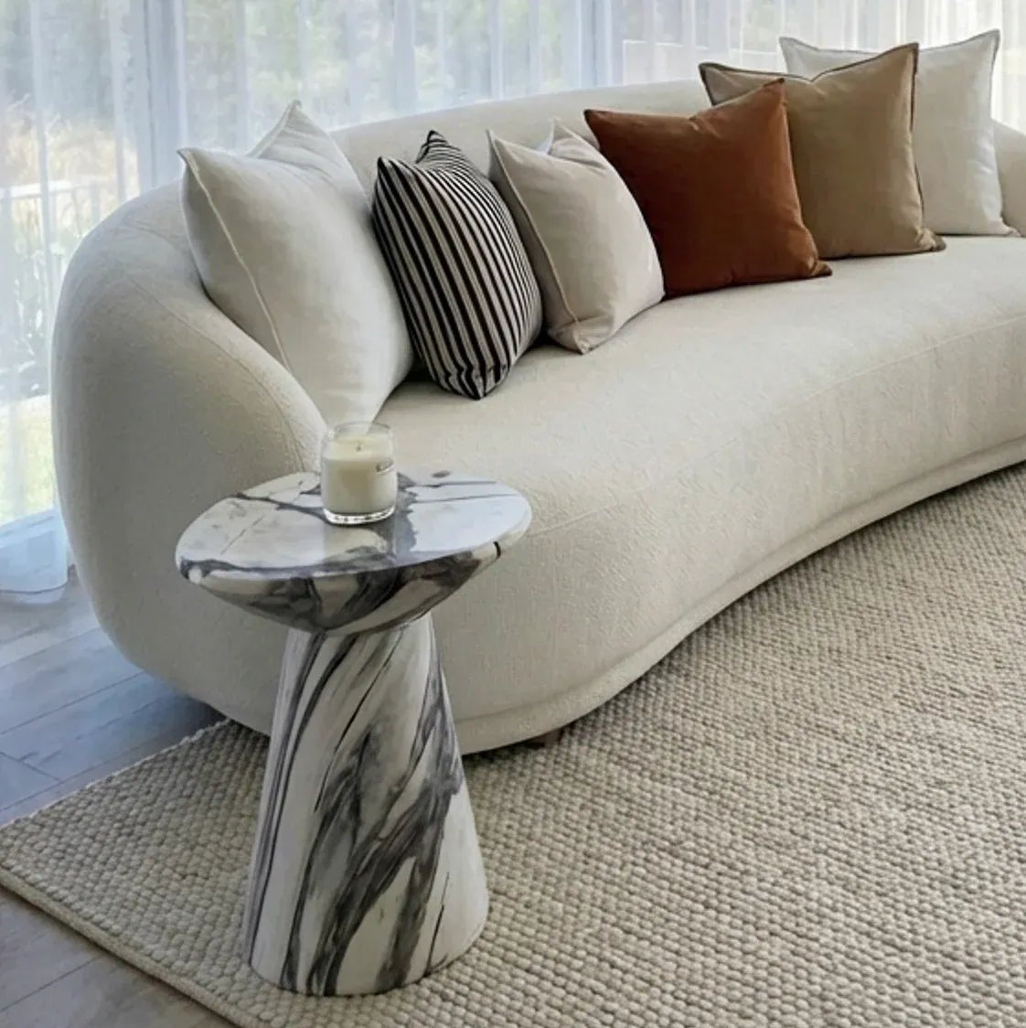 Veneta Stone Side Table - Panda Marble Finish | Luxury home decor and furniture by Home Decor & Co