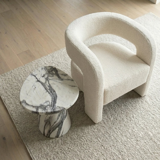 Veneta Stone Side Table - Panda Marble Finish | Luxury home decor and furniture by Home Decor & Co