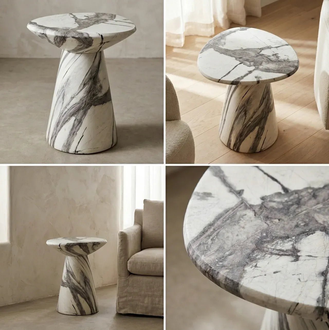 Veneta Stone Side Table - Panda Marble Finish | Luxury home decor and furniture by Home Decor & Co